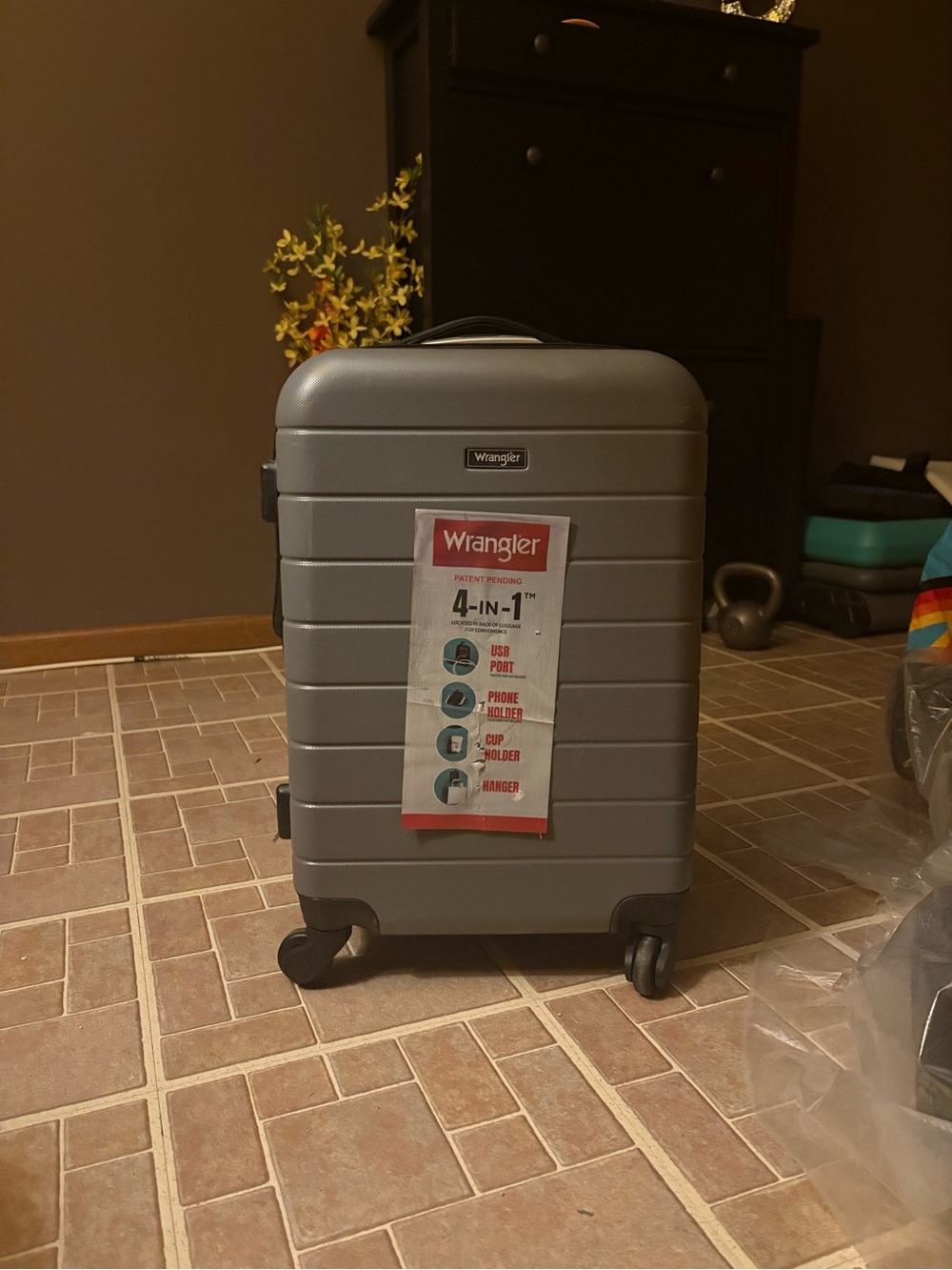 Wrangler Gray Hardshell Spinner Carry-On 4-in-1